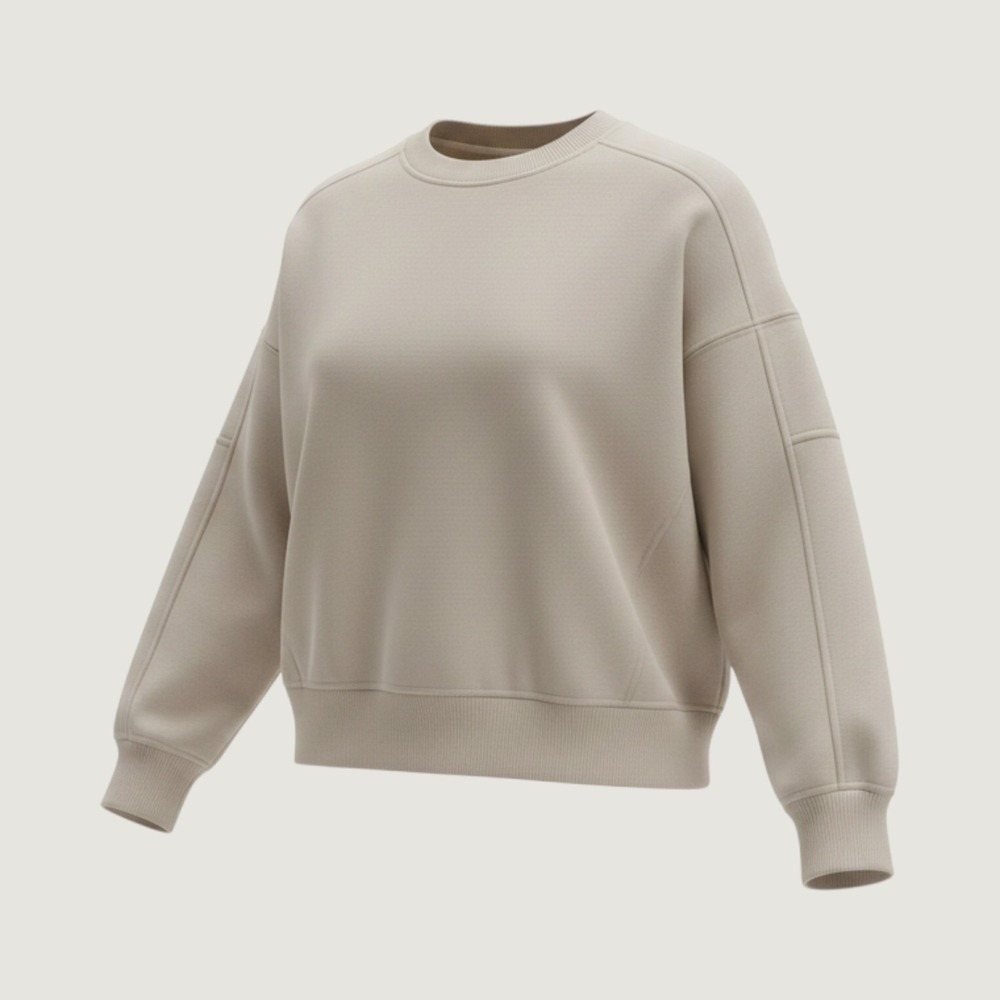 Balance Collection Oversize Crop Sweatshirt S Tan Basic Capsule Fleece Pullover‎